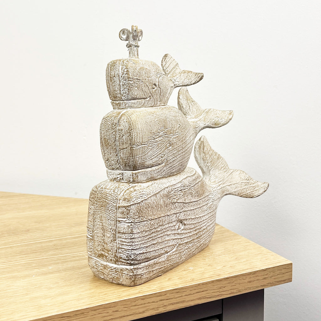 21cm Tower of 3 Whales Ornament - Resin