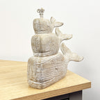 21cm Tower of 3 Whales Ornament - Resin