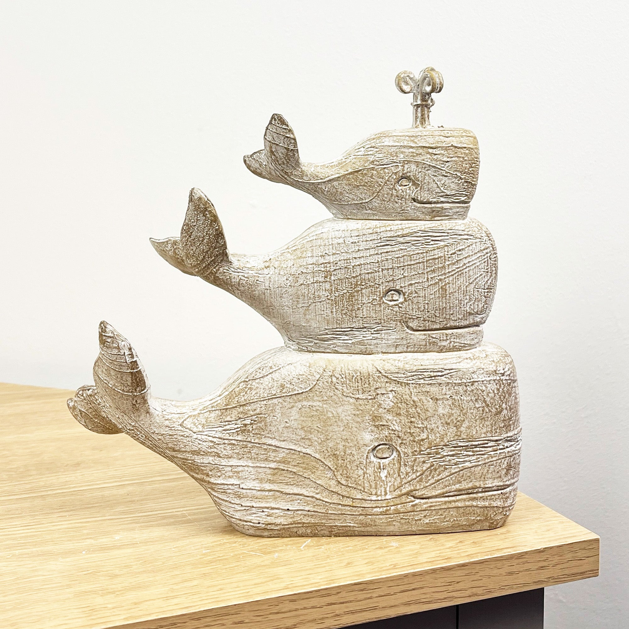 21cm Tower of 3 Whales Ornament - Resin