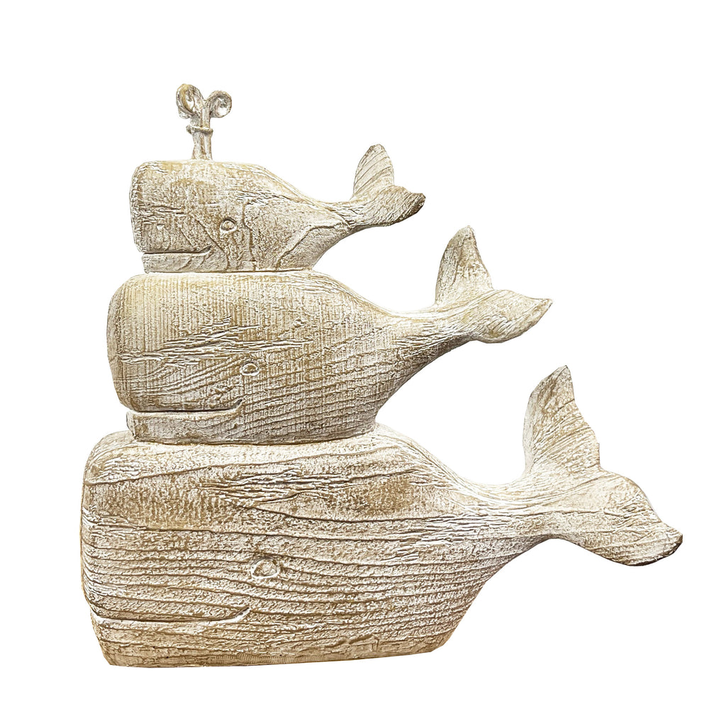 21cm Tower of 3 Whales Ornament - Resin