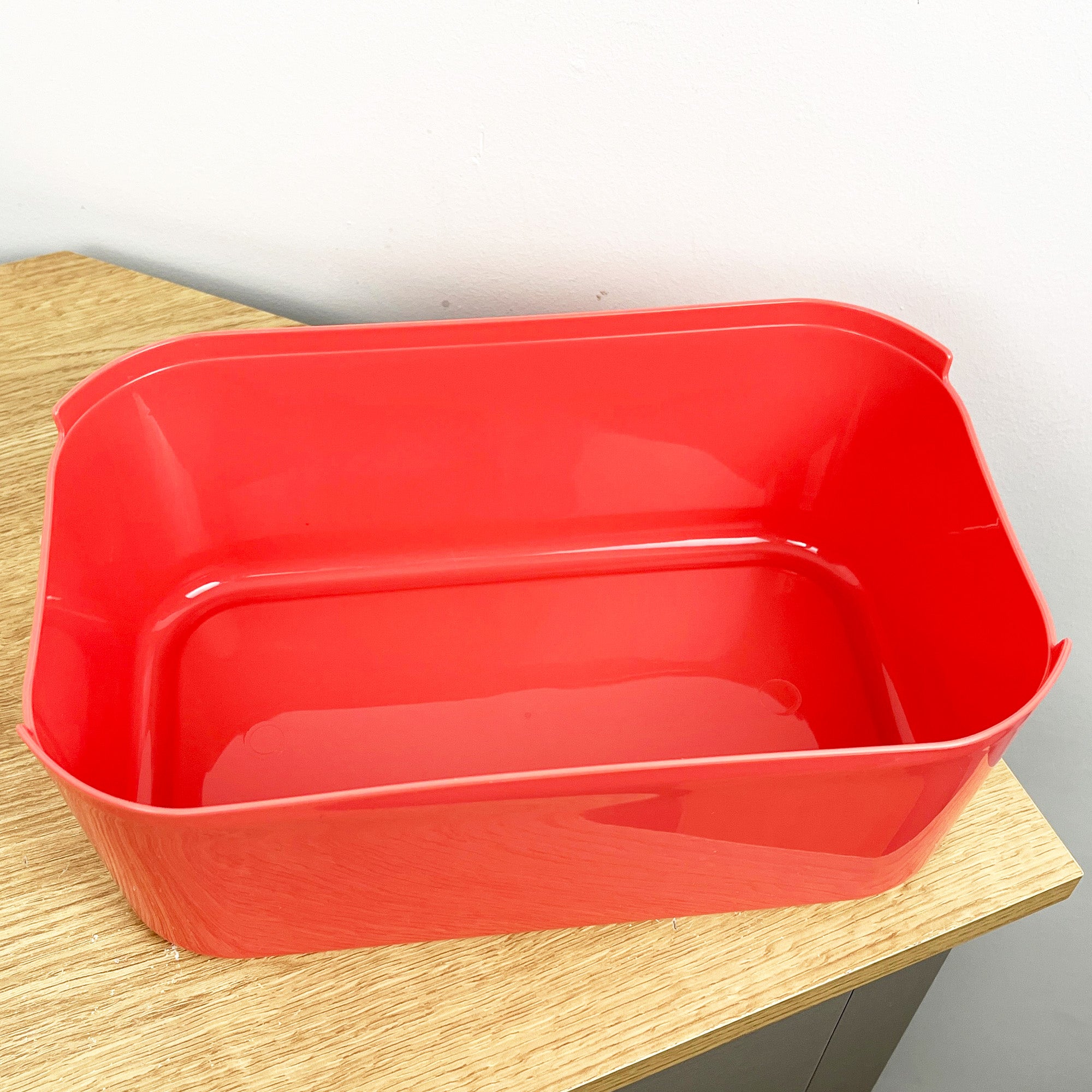 33cm x 12cm Peach Plastic Bread Bin with Wooden Lid