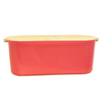 33cm x 12cm Peach Plastic Bread Bin with Wooden Lid