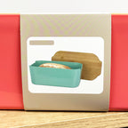 33cm x 12cm Light Green Plastic Bread Bin with Wooden Lid