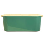 33cm x 12cm Green Plastic Bread Bin with Wooden Lid