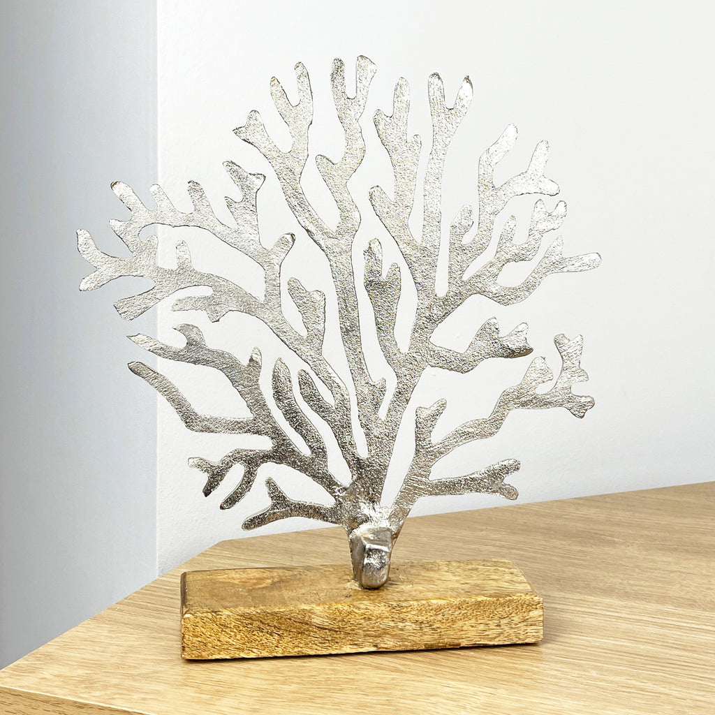 25.5cm Metal Coral Ornament on Stand