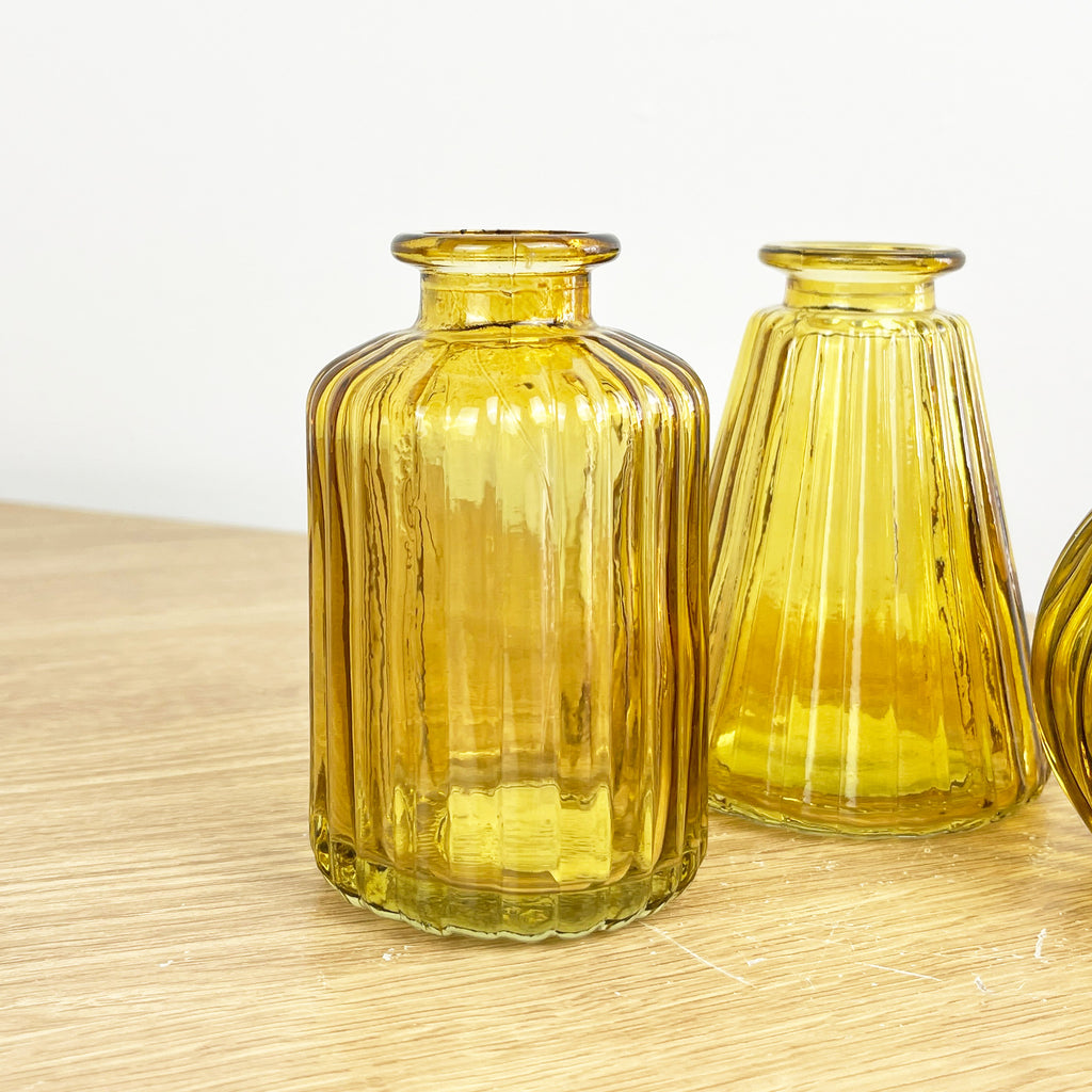 3 Piece Glass Bud Vase Set - Yellow Mix #2