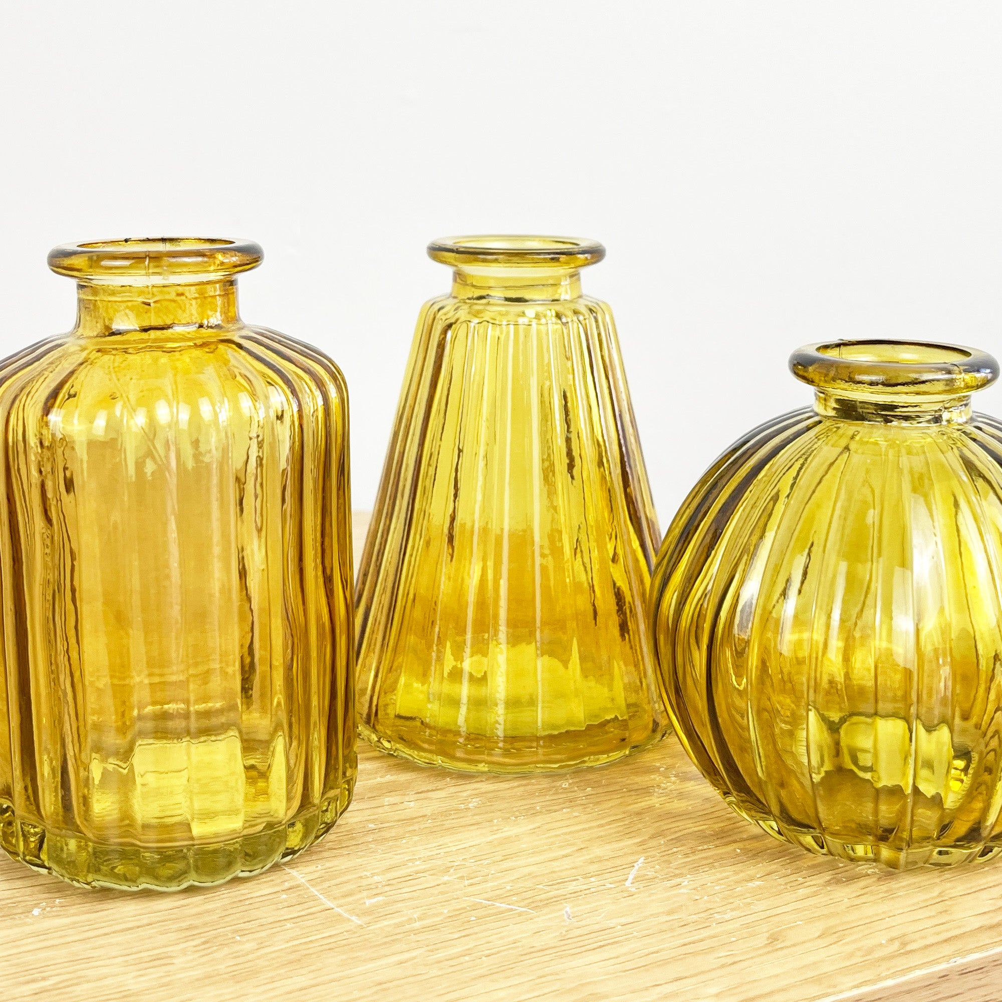 3 Piece Glass Bud Vase Set - Yellow Mix #2