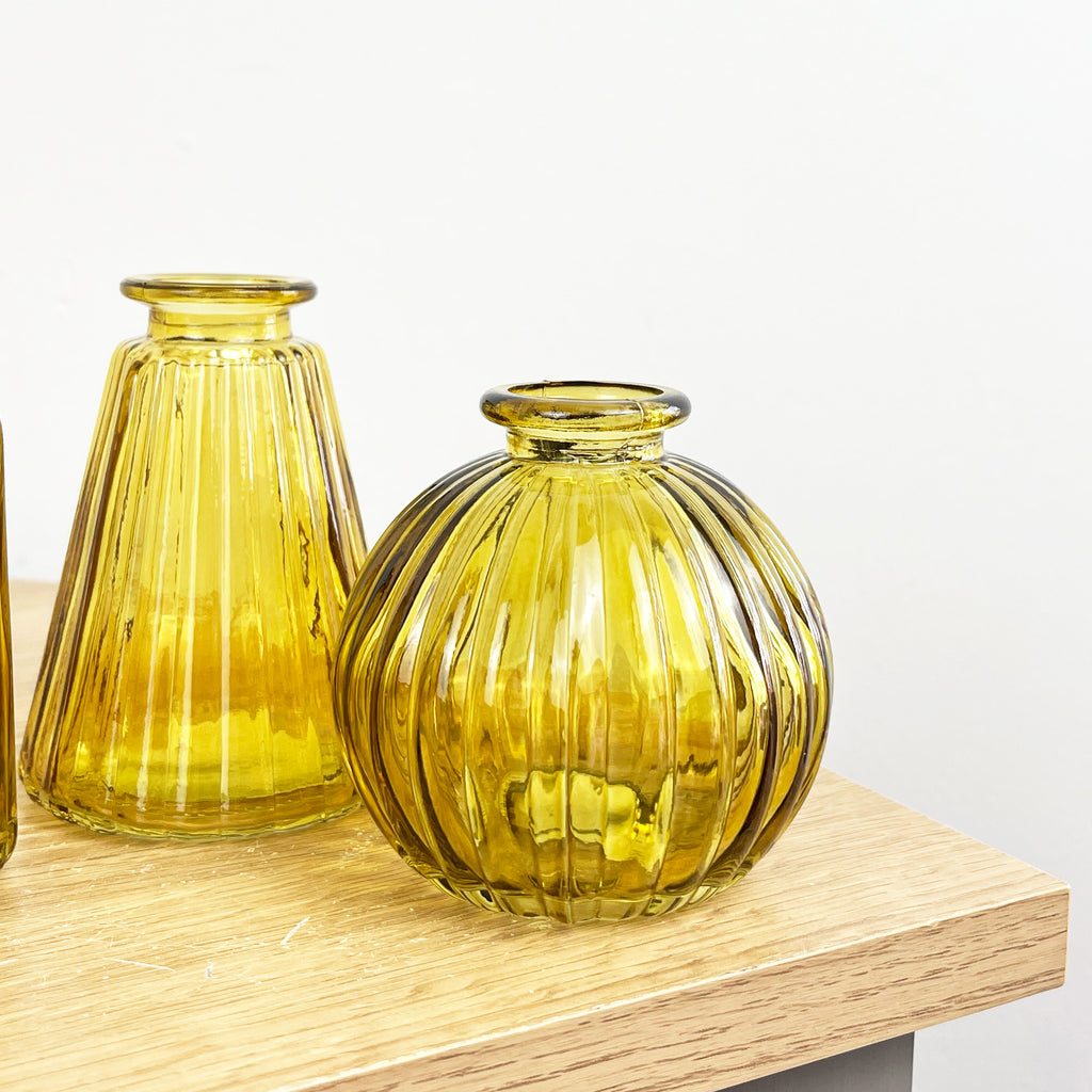 3 Piece Glass Bud Vase Set - Yellow Mix #2