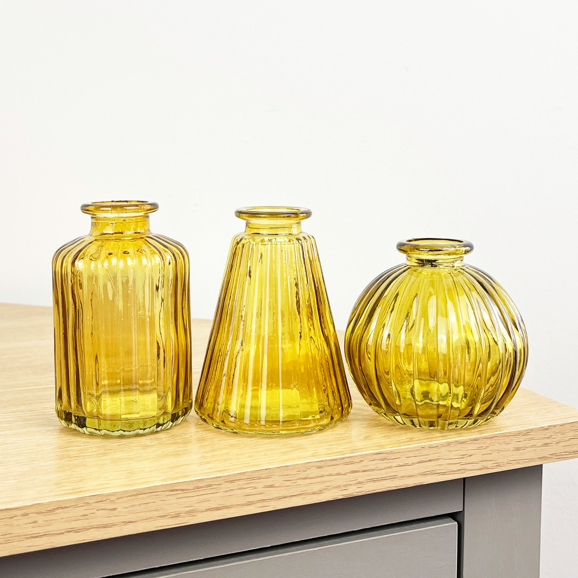 3 Piece Glass Bud Vase Set - Yellow Mix #2