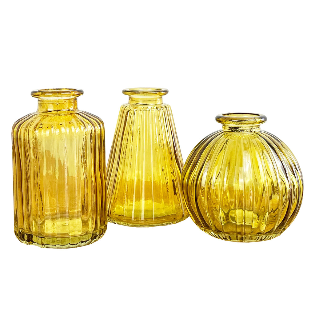 3 Piece Glass Bud Vase Set - Yellow Mix #2