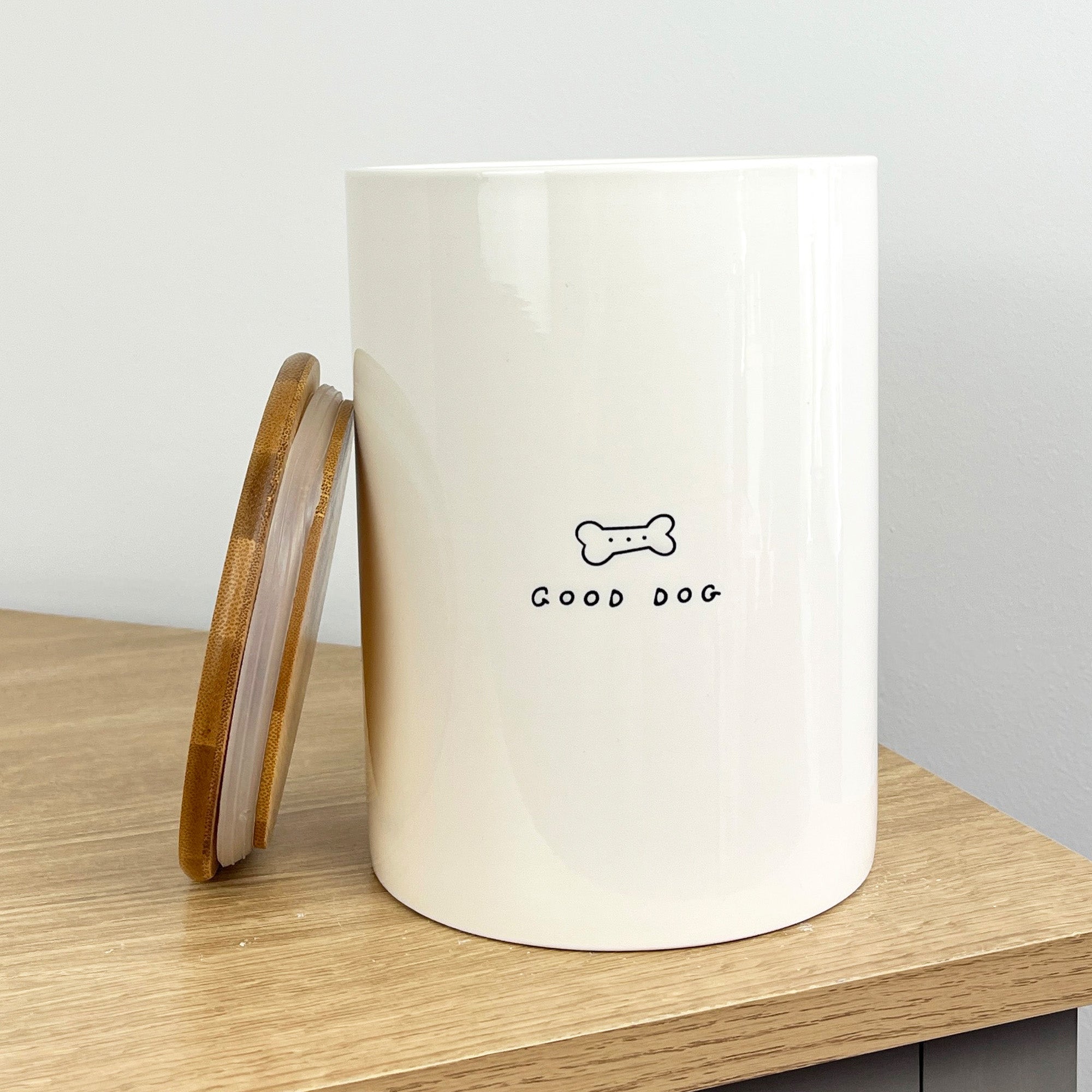 1.7 Litre ‘Good Dog’ White Ceramic Dog Treat Storage Jar