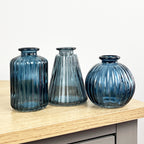 3 Piece Glass Bud Vase Set - Blue Mix #3