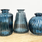 3 Piece Glass Bud Vase Set - Blue Mix #3
