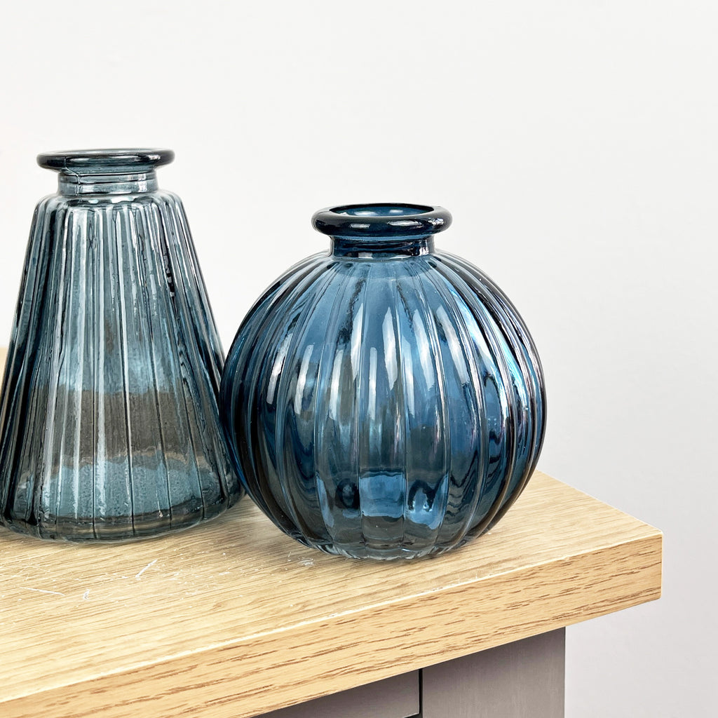 3 Piece Glass Bud Vase Set - Blue Mix #3