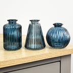 3 Piece Glass Bud Vase Set - Blue Mix #3