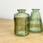 3 Piece Glass Bud Vase Set - Vintage Green Mix #1
