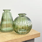 3 Piece Glass Bud Vase Set - Vintage Green Mix #1