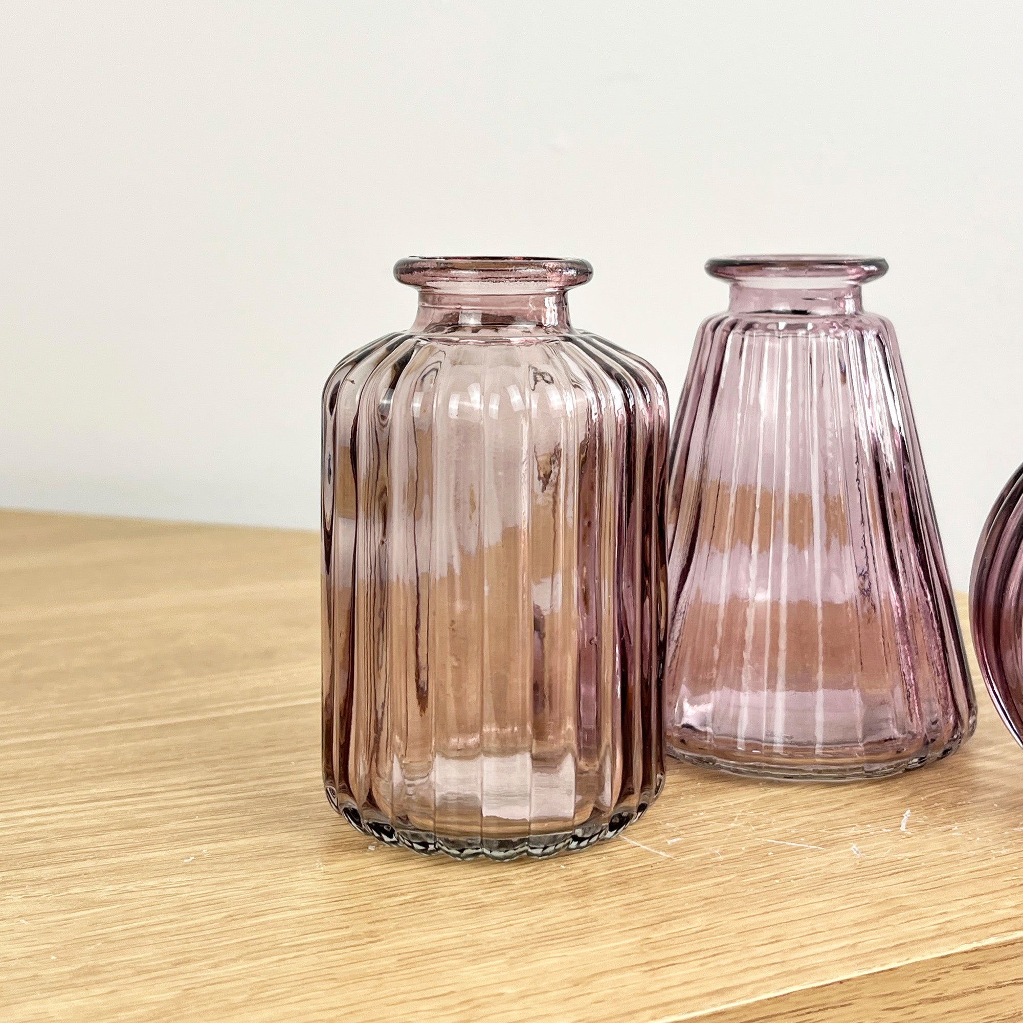 3 Piece Glass Bud Vase Set - Pale Violet