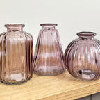 3 Piece Glass Bud Vase Set - Pale Violet
