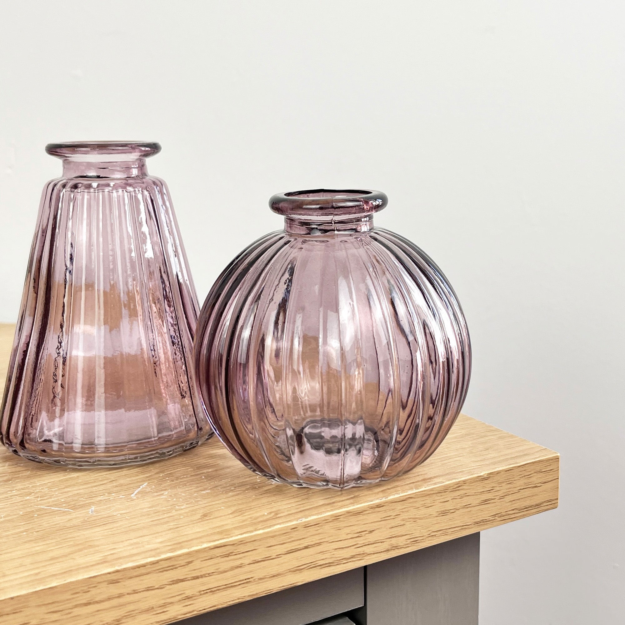3 Piece Glass Bud Vase Set - Pale Violet