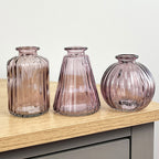 3 Piece Glass Bud Vase Set - Pale Violet