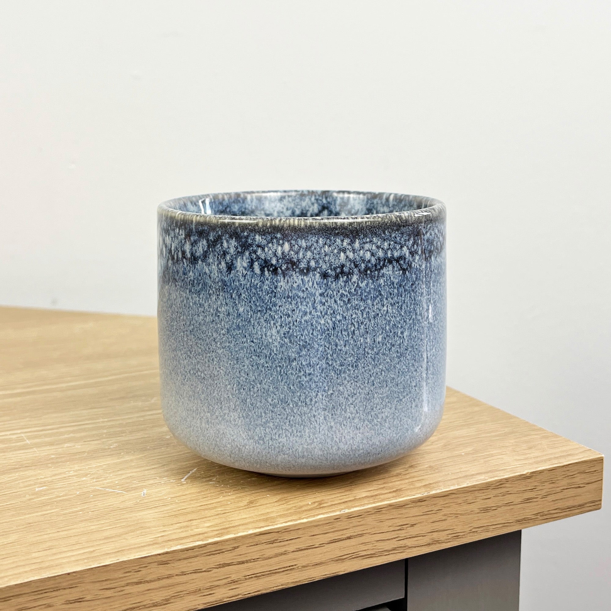 4 x 300ml Reactive Glaze Stoneware Mugs – Blue / Cream