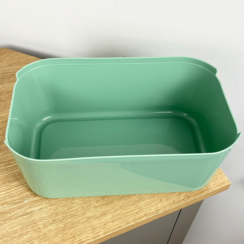 33cm x 12cm Light Green Plastic Bread Bin with Wooden Lid