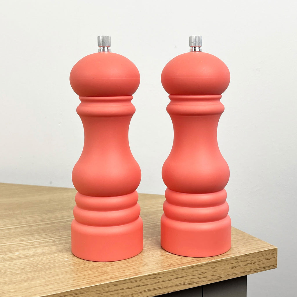 17.5cm Tall Salt and Pepper Grinder Mills - Peach