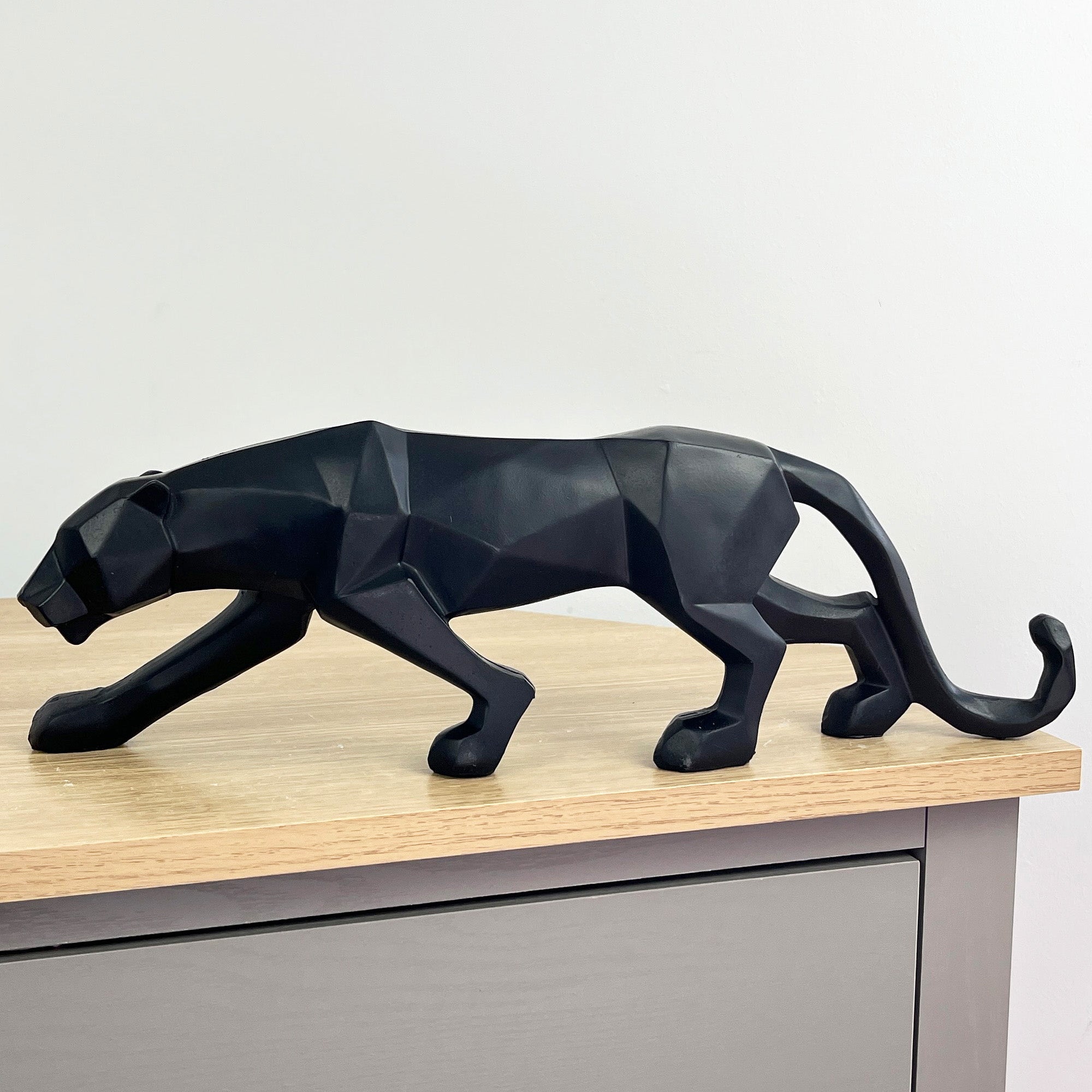 42.5cm Black Geometric Leopard Ornament - Resin