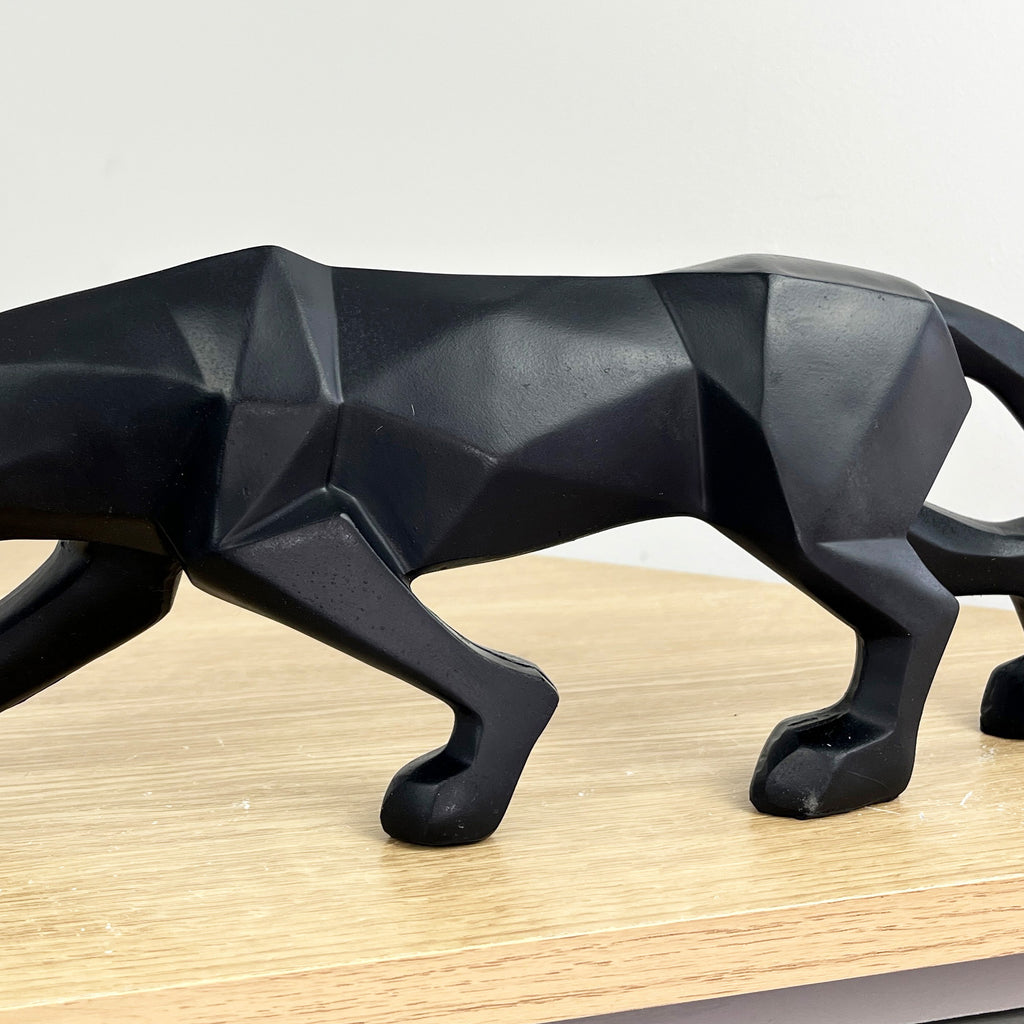42.5cm Black Geometric Leopard Ornament - Resin
