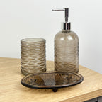 3 Piece Glass Bathroom Sink Accessories Set - Ripple Design