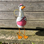 36.5cm Tall Metal Sporty Duck Garden Ornament - Tennis