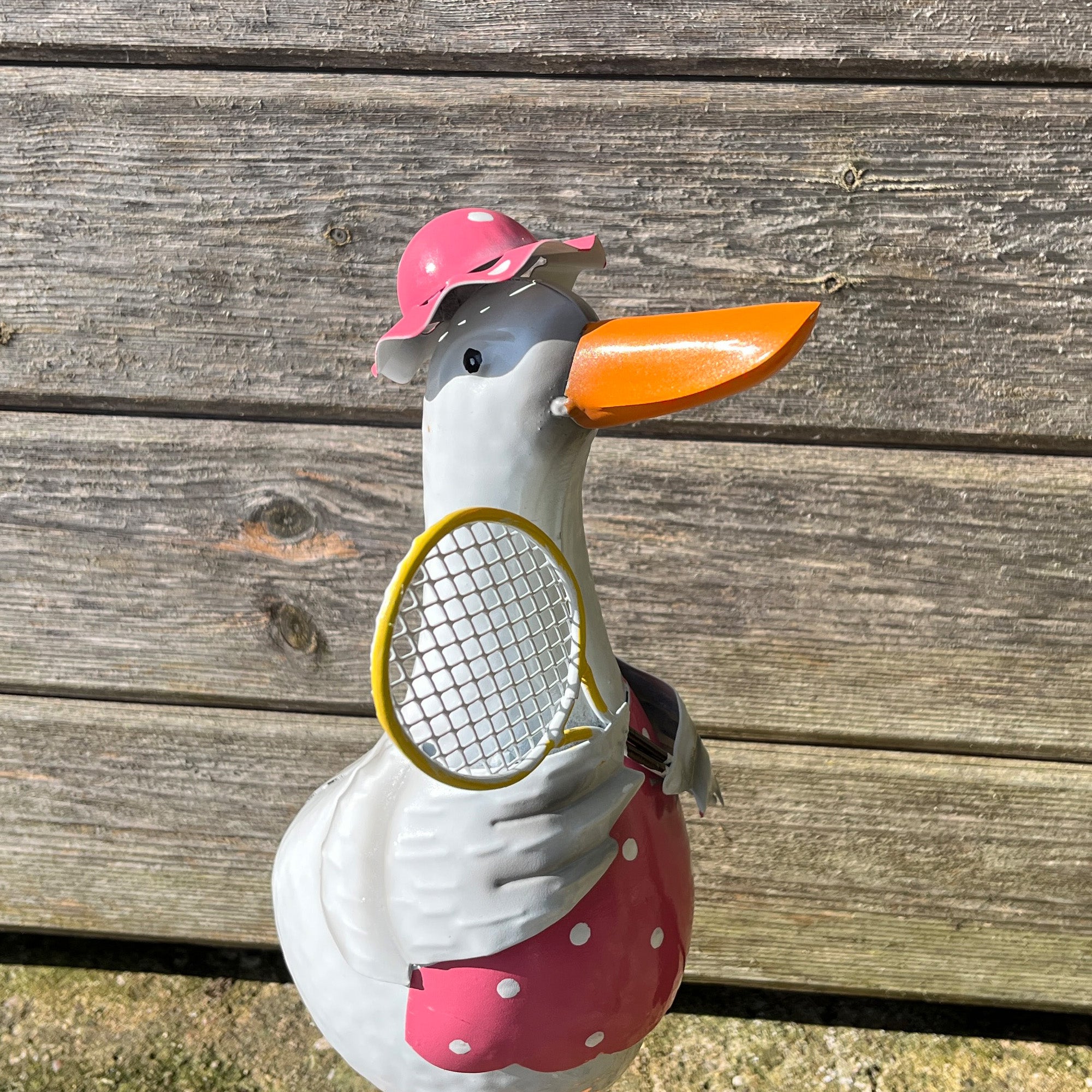 36.5cm Tall Metal Sporty Duck Garden Ornament - Tennis