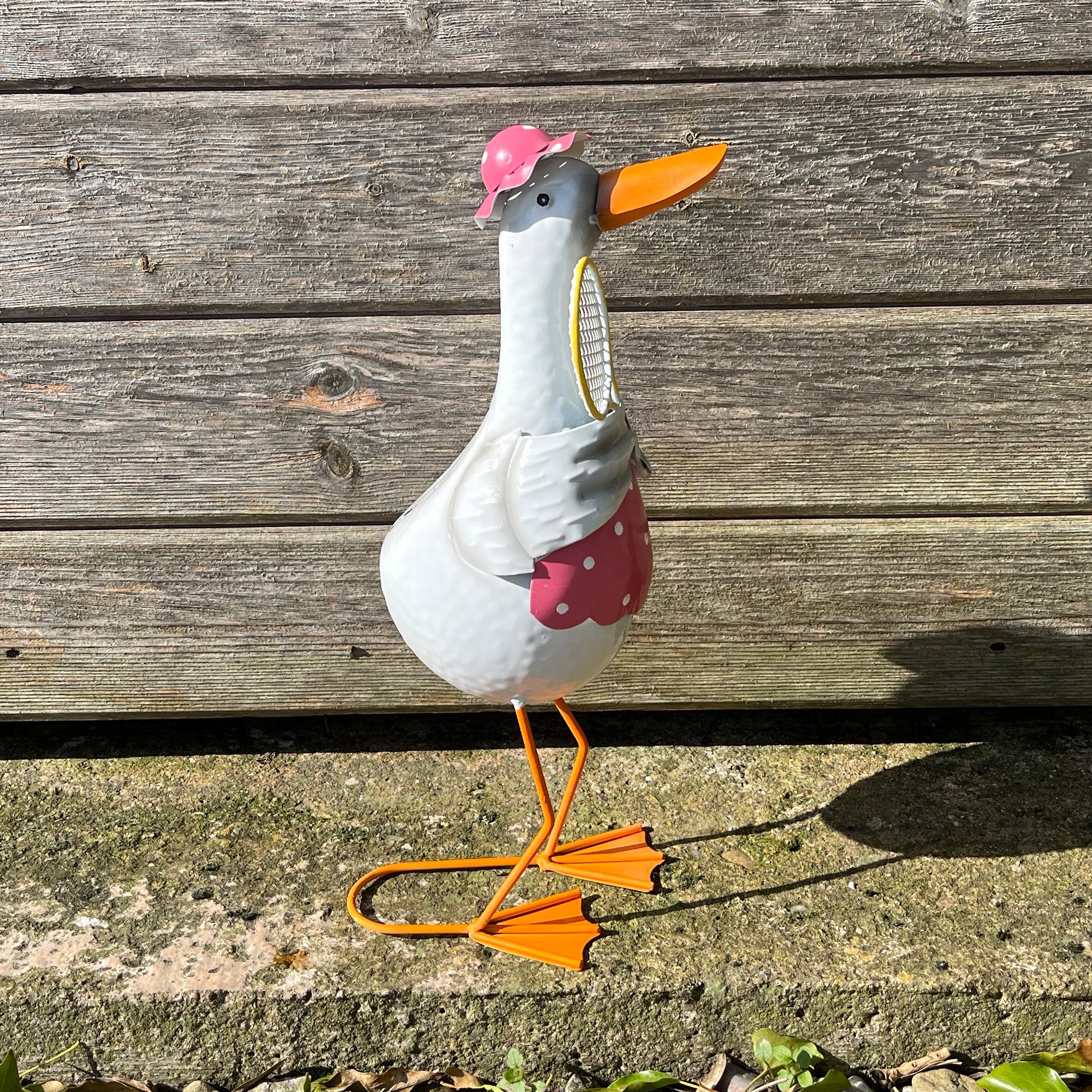 36.5cm Tall Metal Sporty Duck Garden Ornament - Tennis