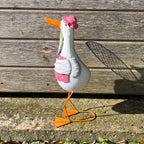 36.5cm Tall Metal Sporty Duck Garden Ornament - Tennis