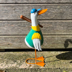 36cm Tall Metal Sporty Duck Garden Ornament - Baseball