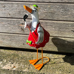 37.5cm Tall Metal Sporty Duck Garden Ornament - Golfer