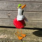 37.5cm Tall Metal Sporty Duck Garden Ornament - Golfer
