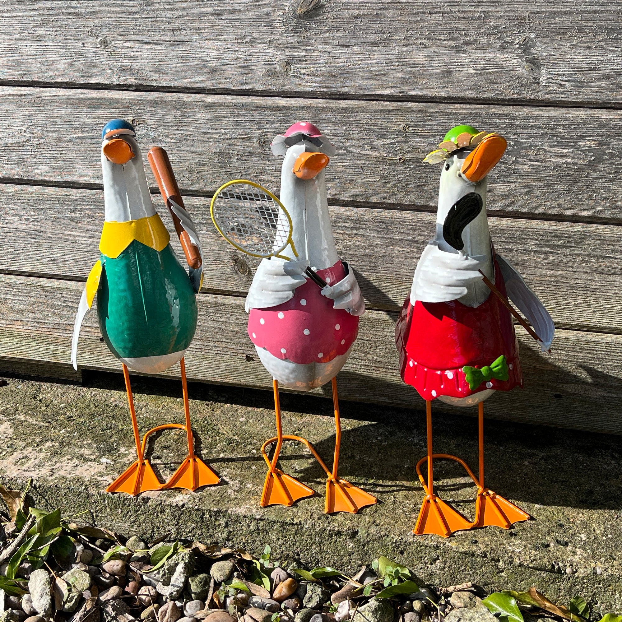 36.5cm Tall Metal Sporty Duck Garden Ornament - Tennis