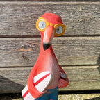 34cm Beach Ready Flamingo Garden Ornament with Light Up Eyes - Resin