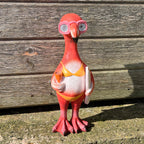 34cm Bikini Flamingo Garden Ornament with Light Up Eyes - Resin