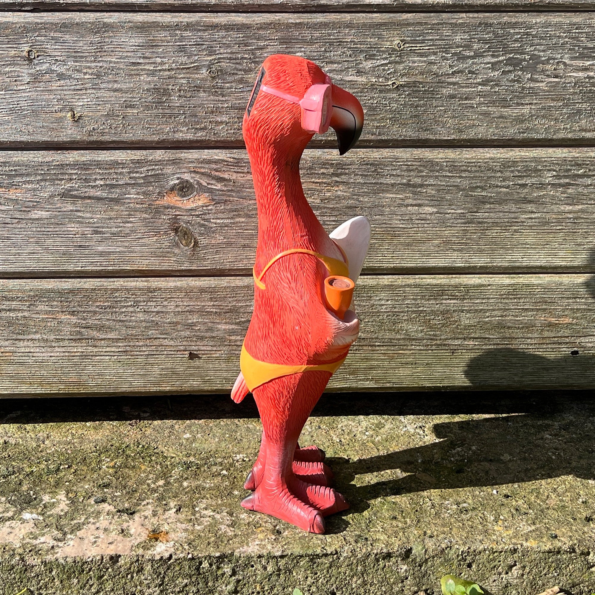 34cm Bikini Flamingo Garden Ornament with Light Up Eyes - Resin