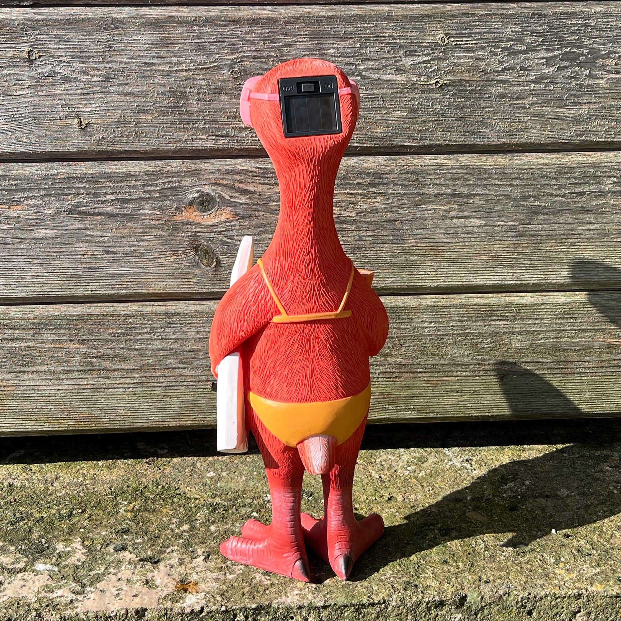 34cm Bikini Flamingo Garden Ornament with Light Up Eyes - Resin