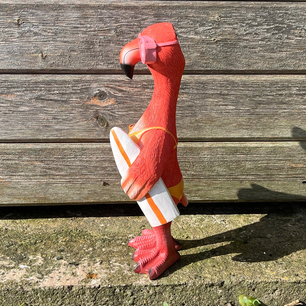 34cm Bikini Flamingo Garden Ornament with Light Up Eyes - Resin