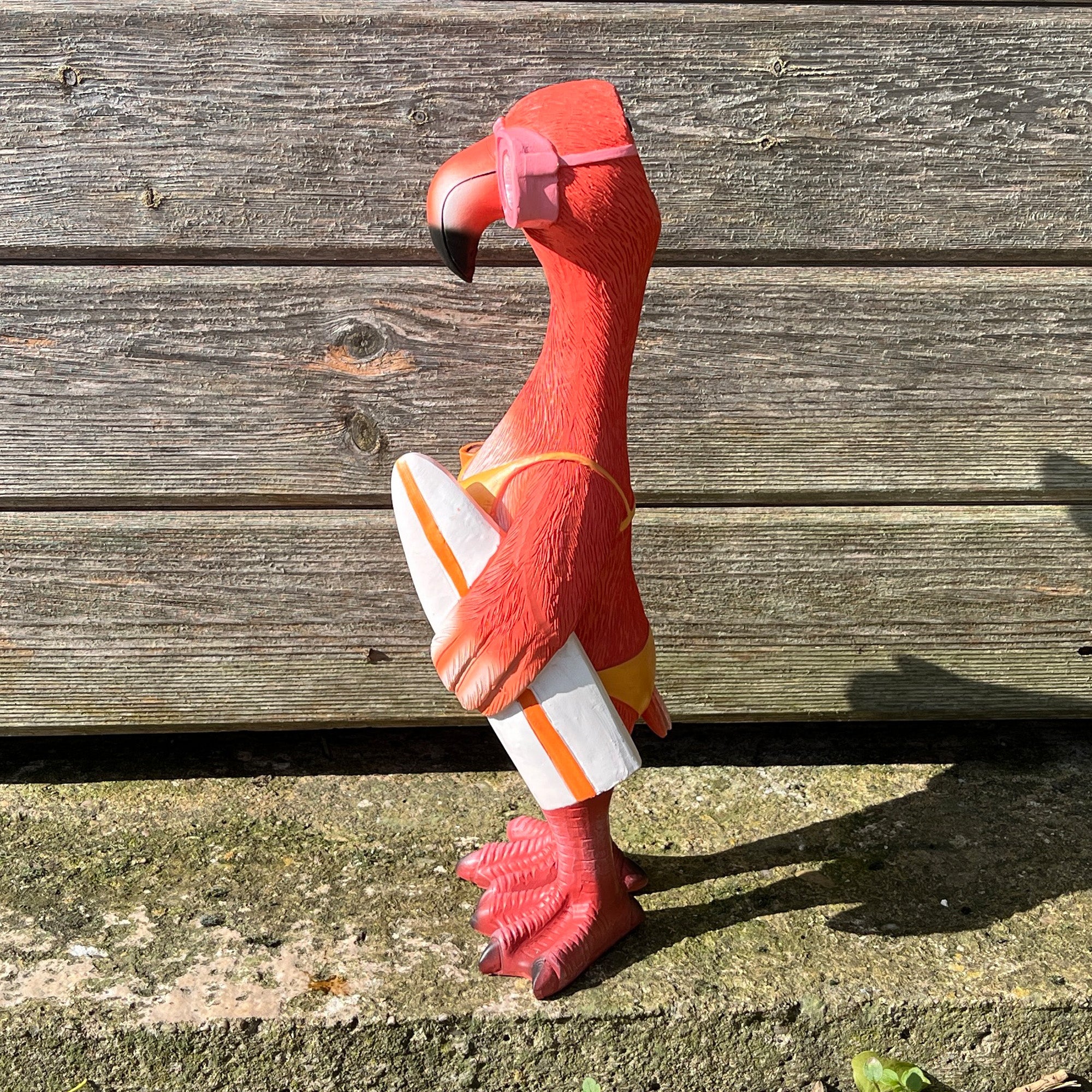 34cm Bikini Flamingo Garden Ornament with Light Up Eyes - Resin