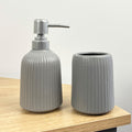 Matt Grey Ceramic Lotion Dispenser & Tumbler Cup Set