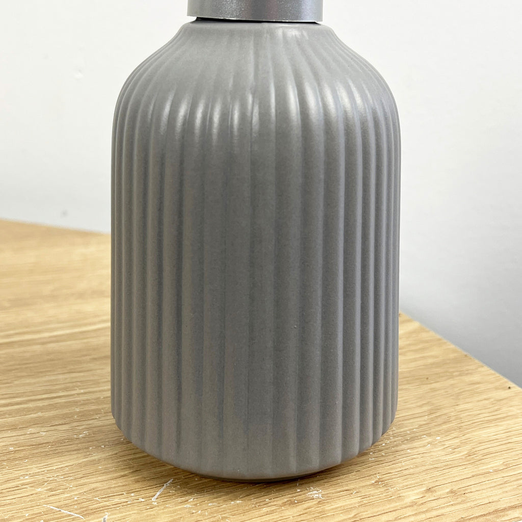 Matt Grey Ceramic Lotion Dispenser & Toothbrush Holder Set