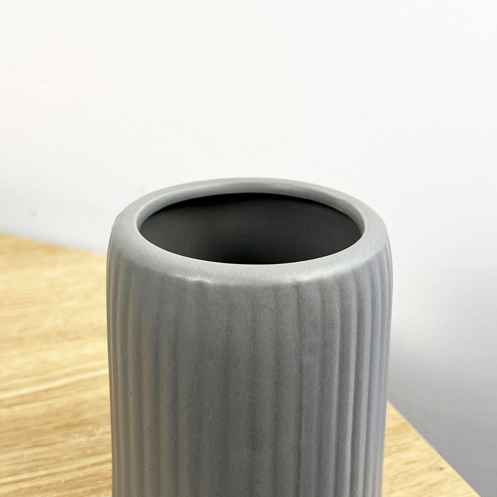 Matt Grey Ceramic Lotion Dispenser & Tumbler Cup Set