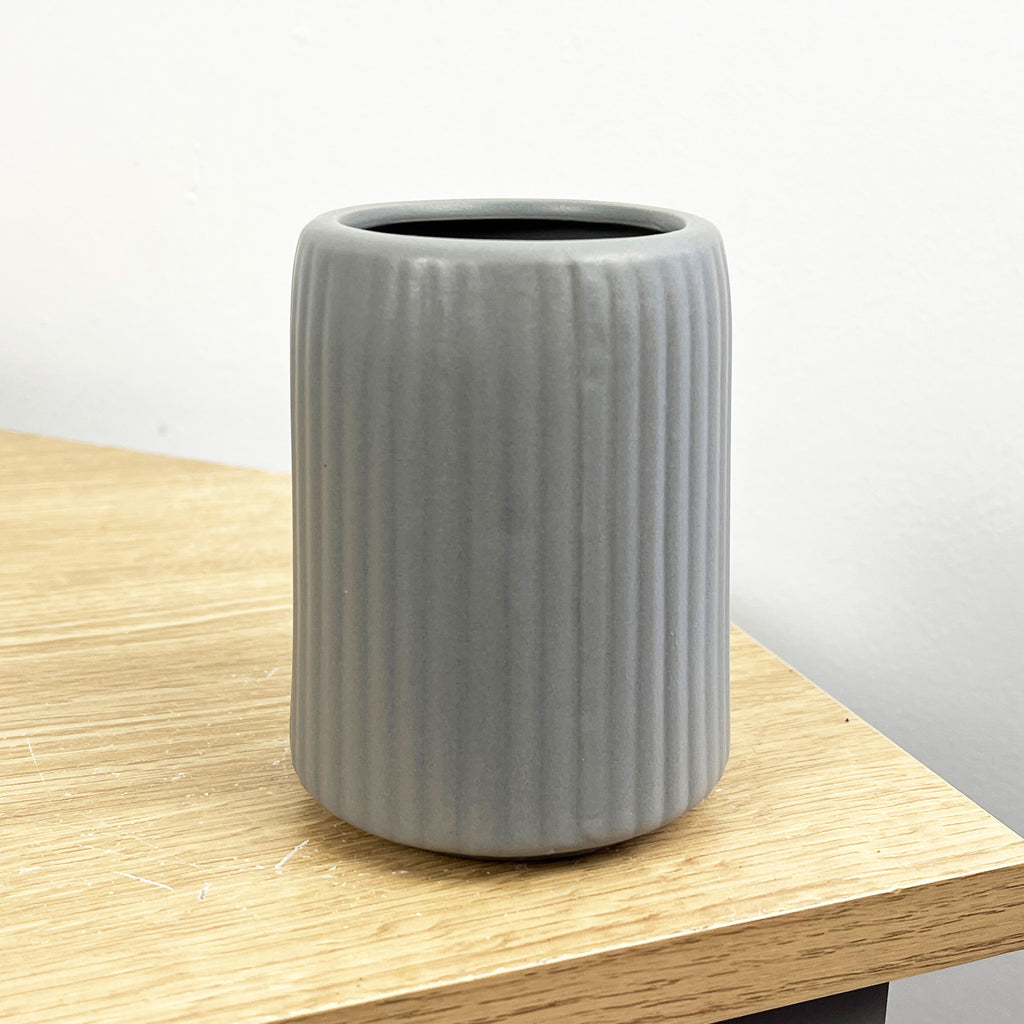 Matt Grey Ceramic Lotion Dispenser & Tumbler Cup Set