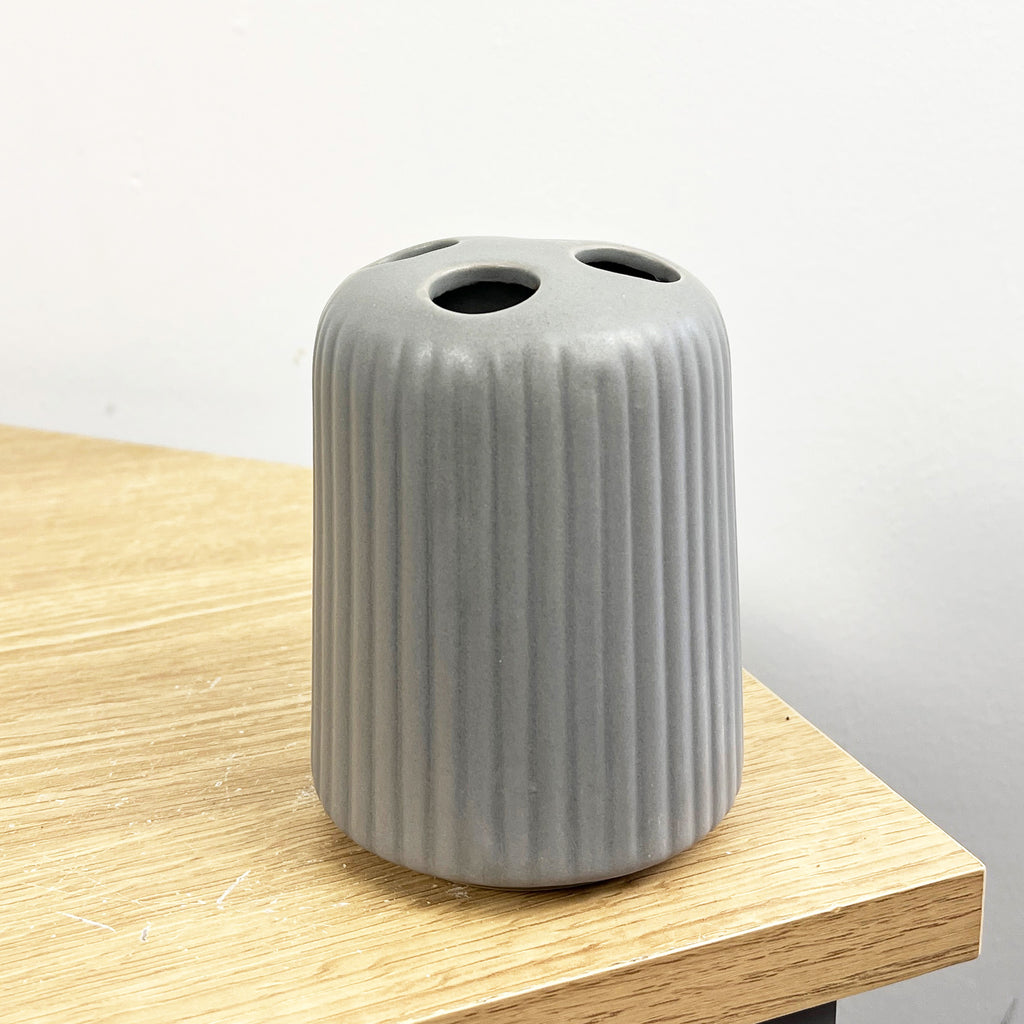 Matt Grey Ceramic Lotion Dispenser & Toothbrush Holder Set